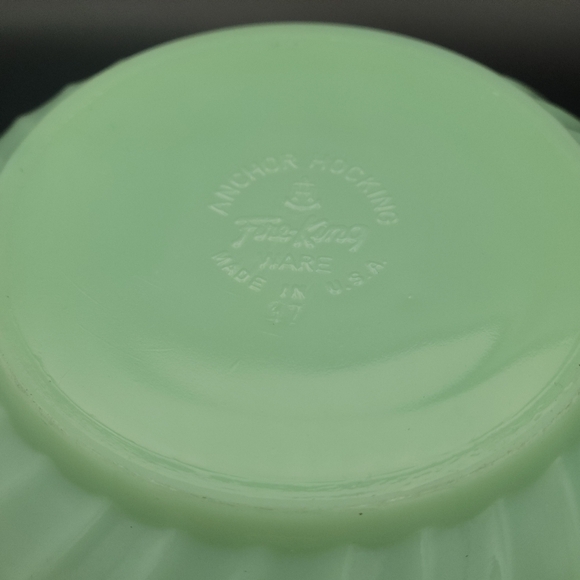 Vintage MCM Retro 1950’s Anchor Hocking Fire King Green Jadeite Swirl 9-Inch Mix - Picture 5 of 5